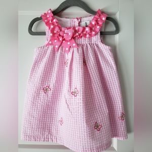Rare Editions Baby Girl Size 6-9 Months Pink & White Dress with Matching Bloomer